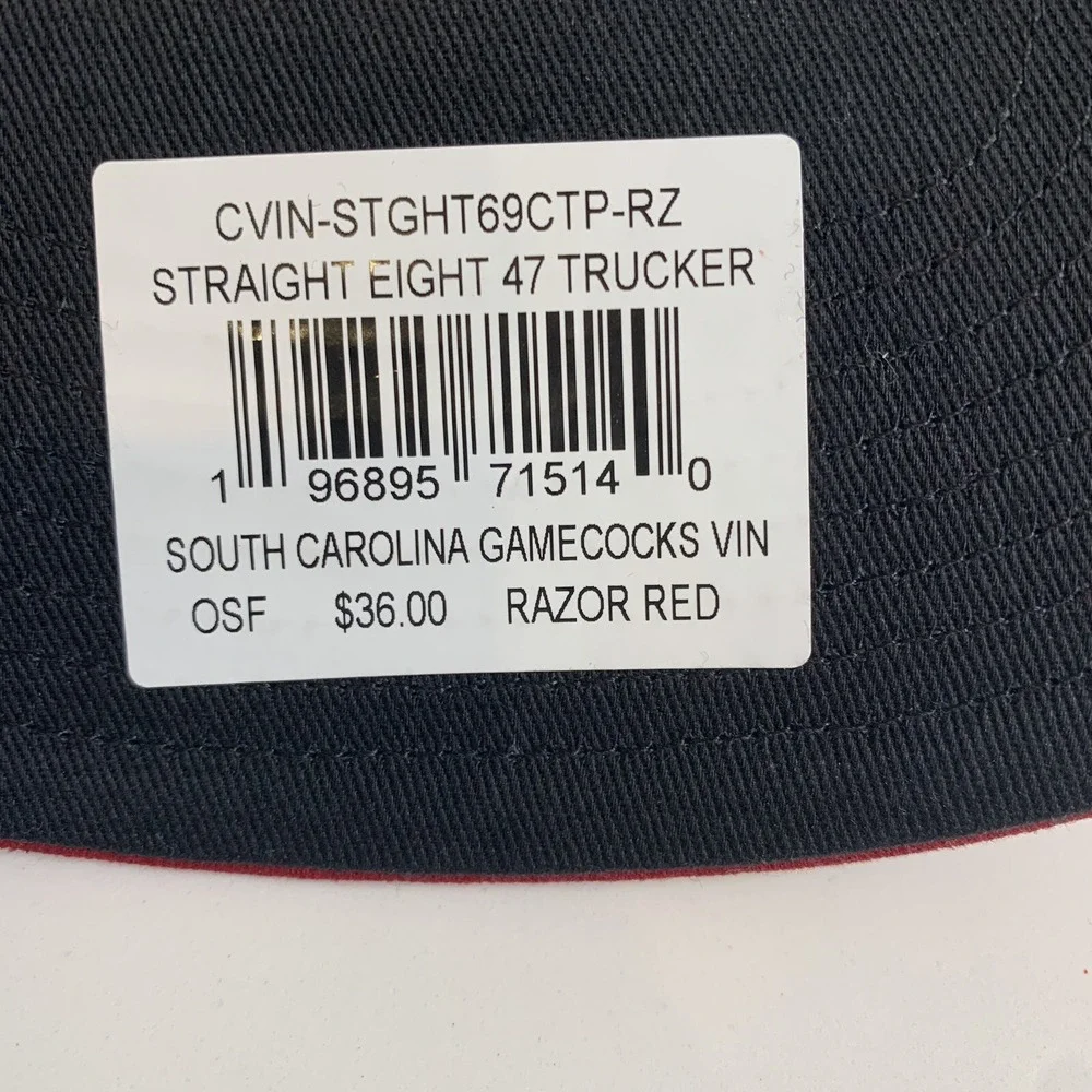 '47 Brand South Carolina Gamecocks NCAA Straight 8 Trucker Snapback Hat Cap OSFM